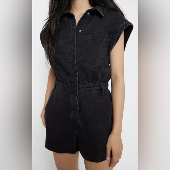Zara Black Denim Romper - Picture 1 of 4